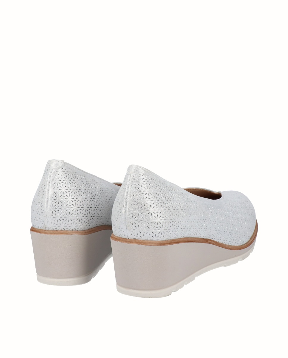 Zapatos de cuña de mujer de piel - D'Chicas - Blanco Blanco-2
