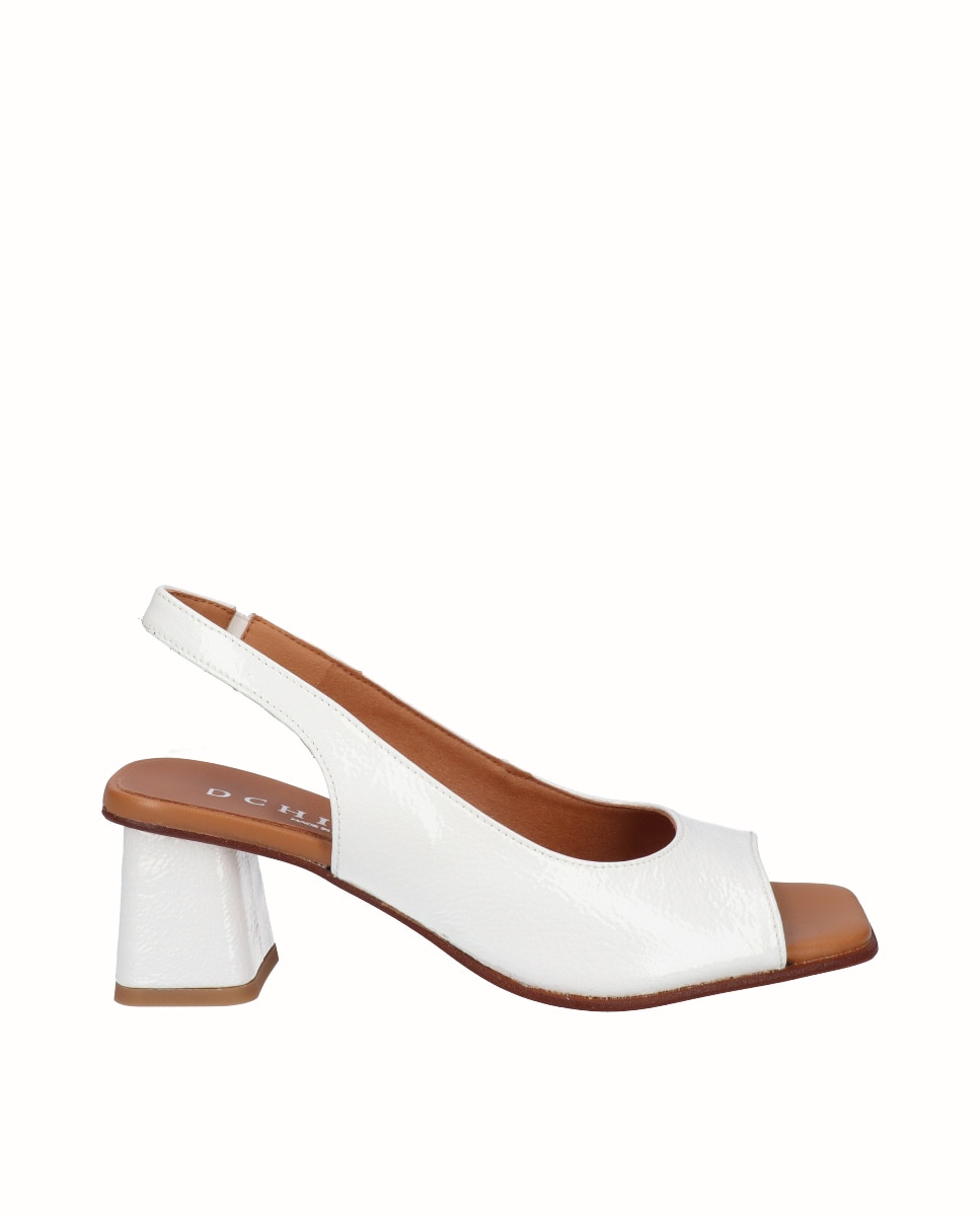 D'Chicas - Zapato peep toe de tacón de mujer de charol.