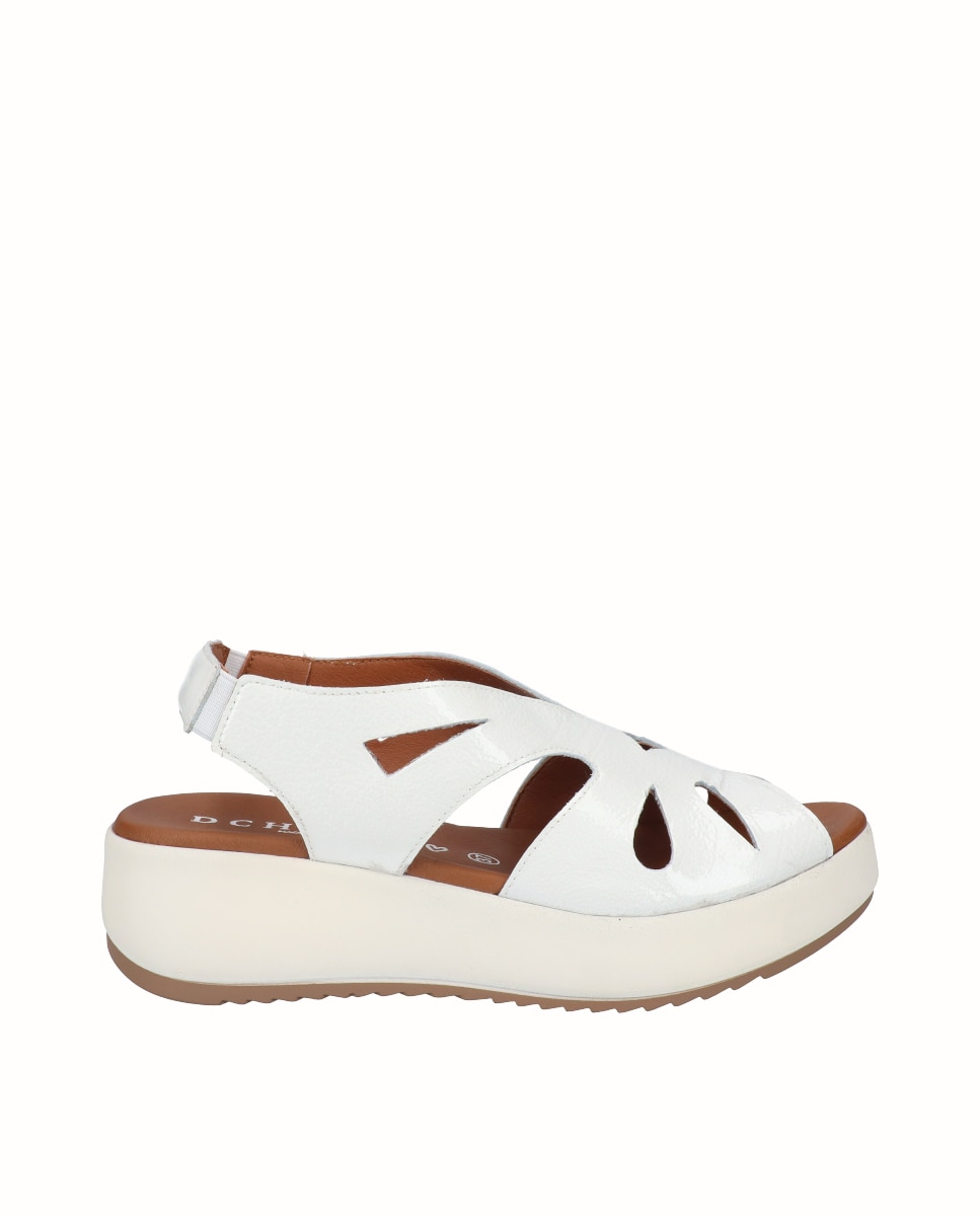 D'Chicas - Sandalias de plataforma de mujer de piel con elásticos.