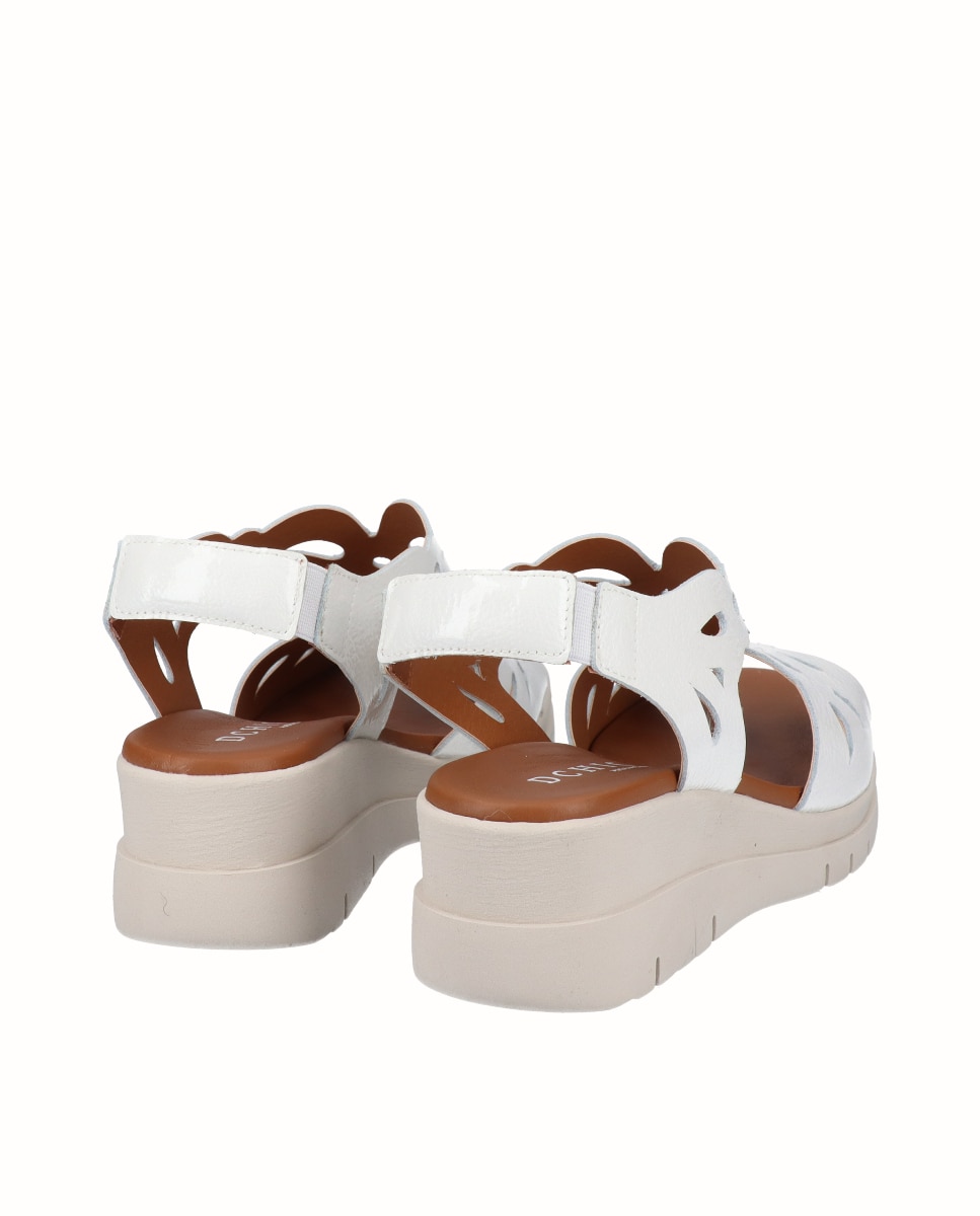 Sandalias de cuña de mujer de piel - D'Chicas - Blanco Blanco-2