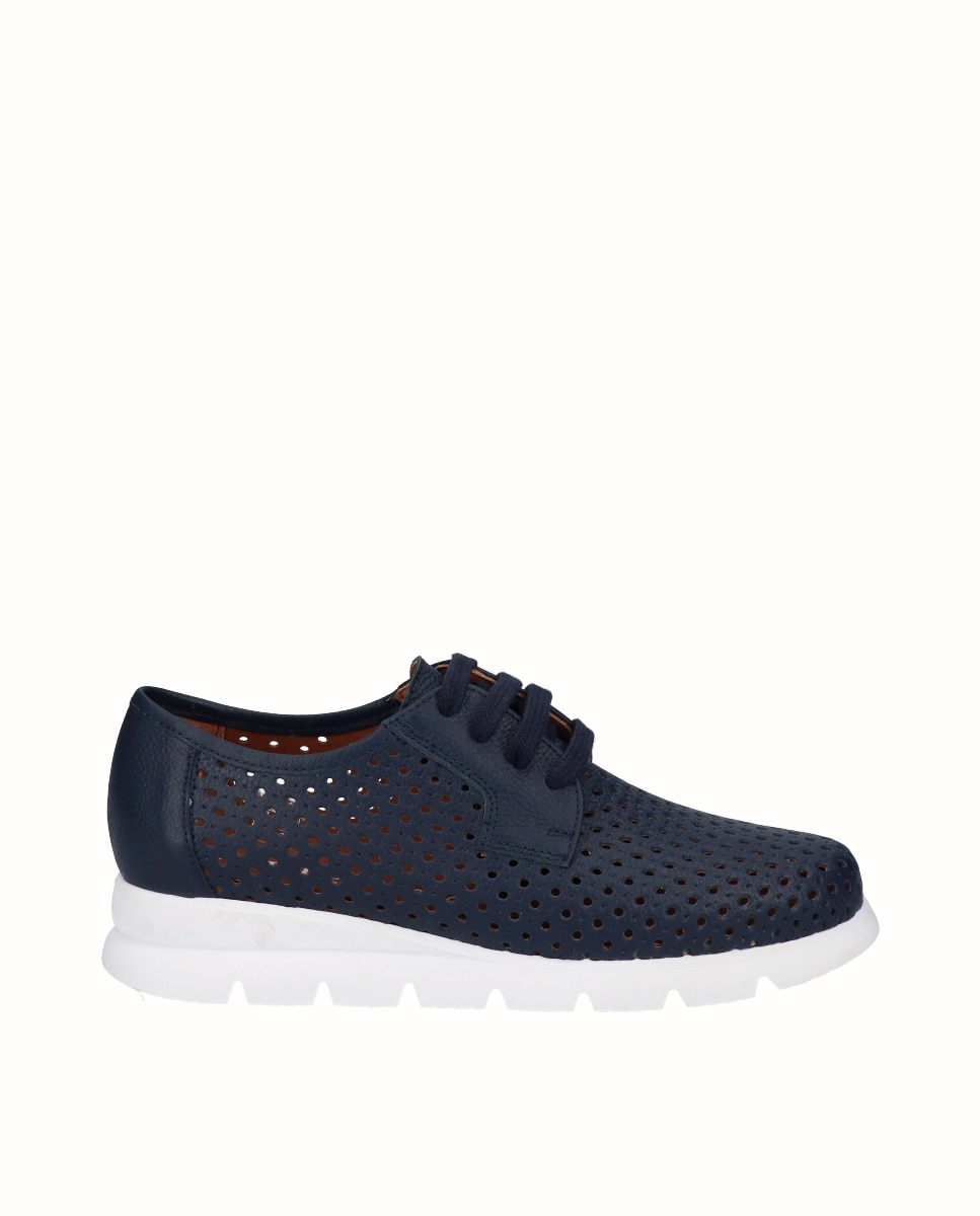 Imagen 0 de Zapatos de mujer estilo blucher de piel Azul marino