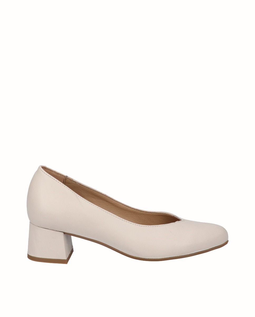 Imagen 0 de Zapatos de salón de mujer de piel  lisa Beige