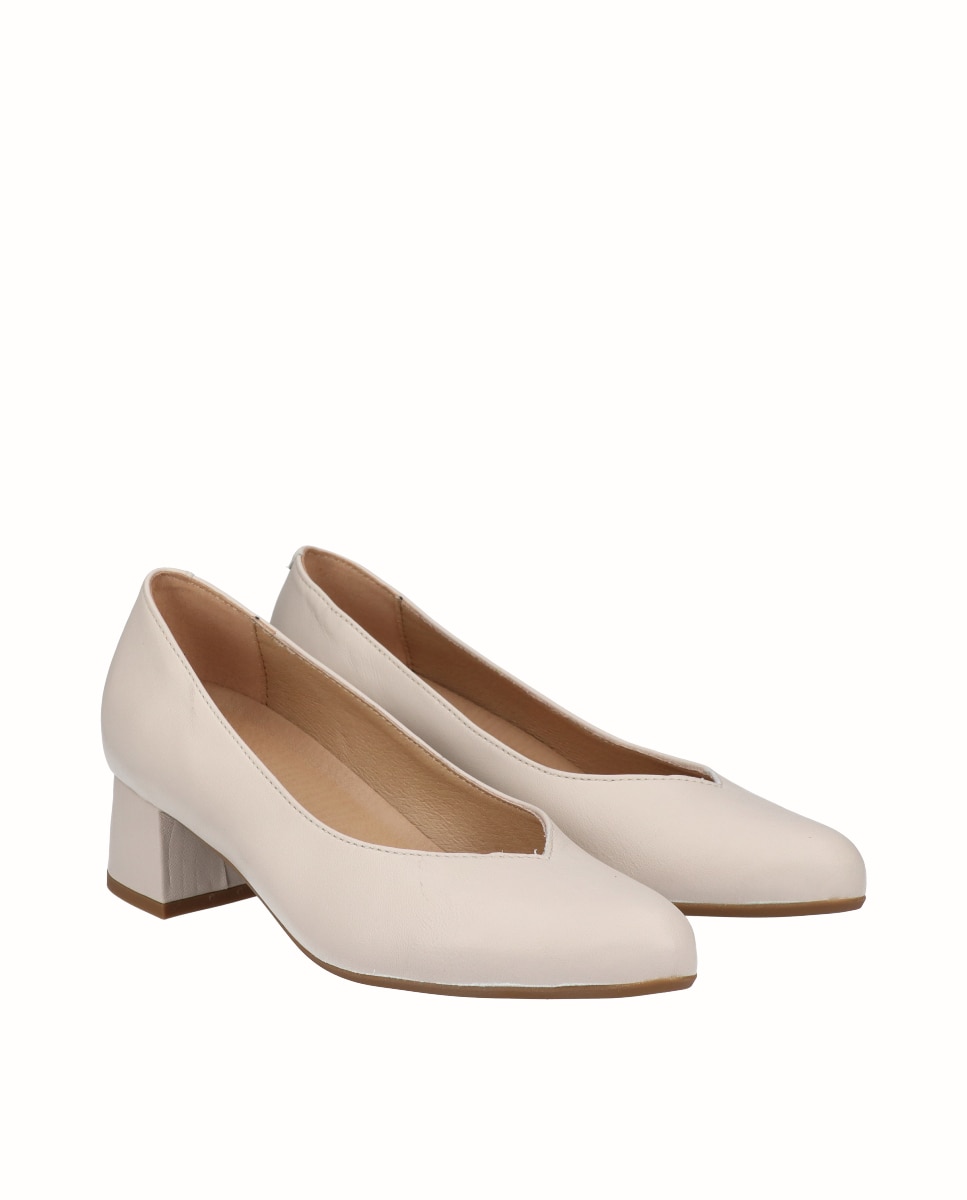 Zapatos de salón de mujer de piel lisa - D'Chicas - Beige Beige-3