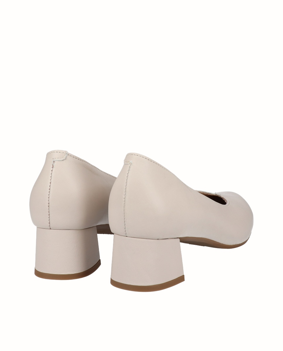 Zapatos de salón de mujer de piel lisa - D'Chicas - Beige Beige-2