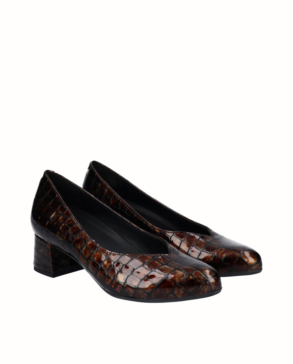 Imagen 3 de Zapatos de salón piel grabada - D'Chicas - Moka Moka