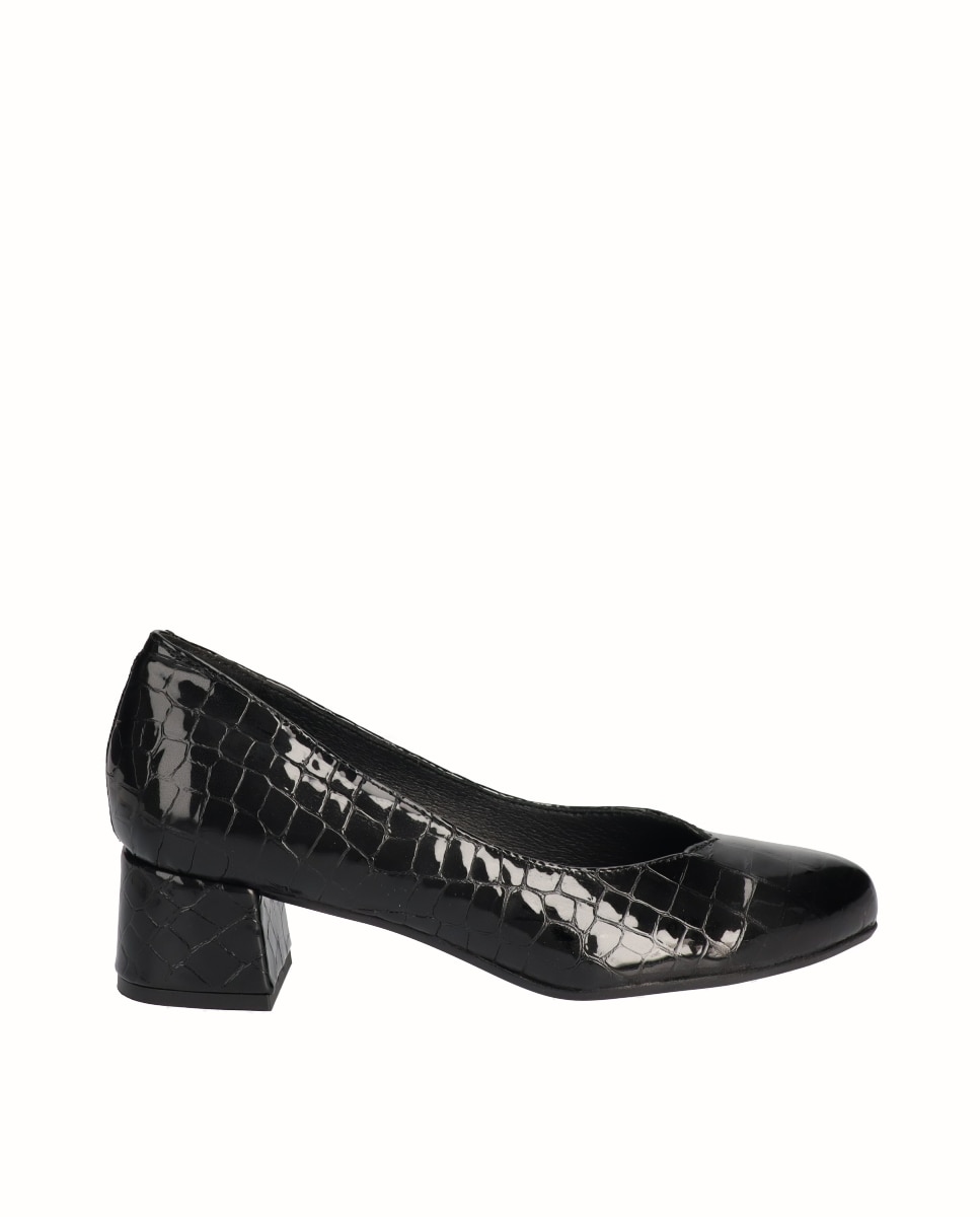 Imagen 1 de Zapatos de salón piel grabada Negro
