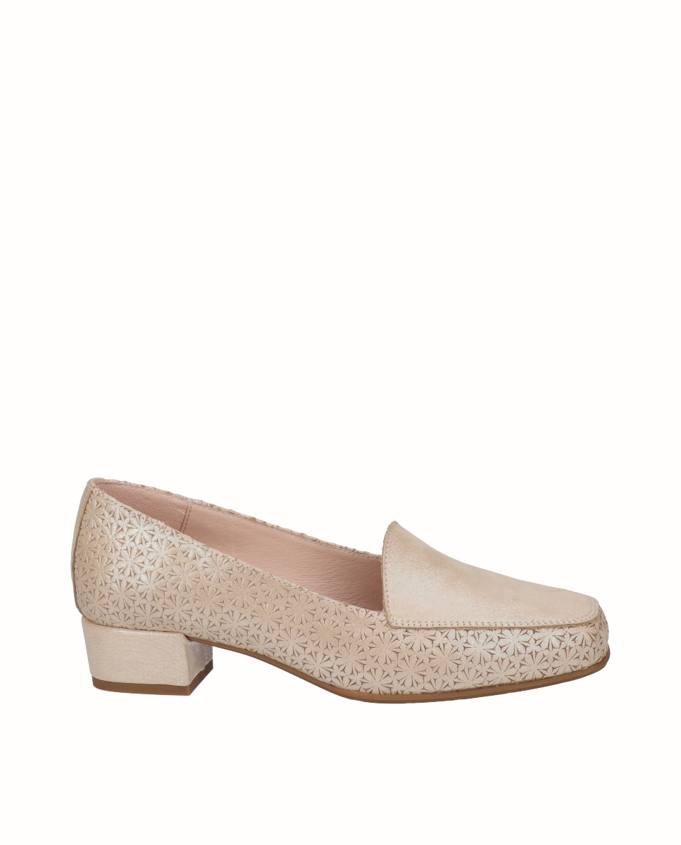 Imagen 0 de Zapatos de salón de mujer de piel flores Beige