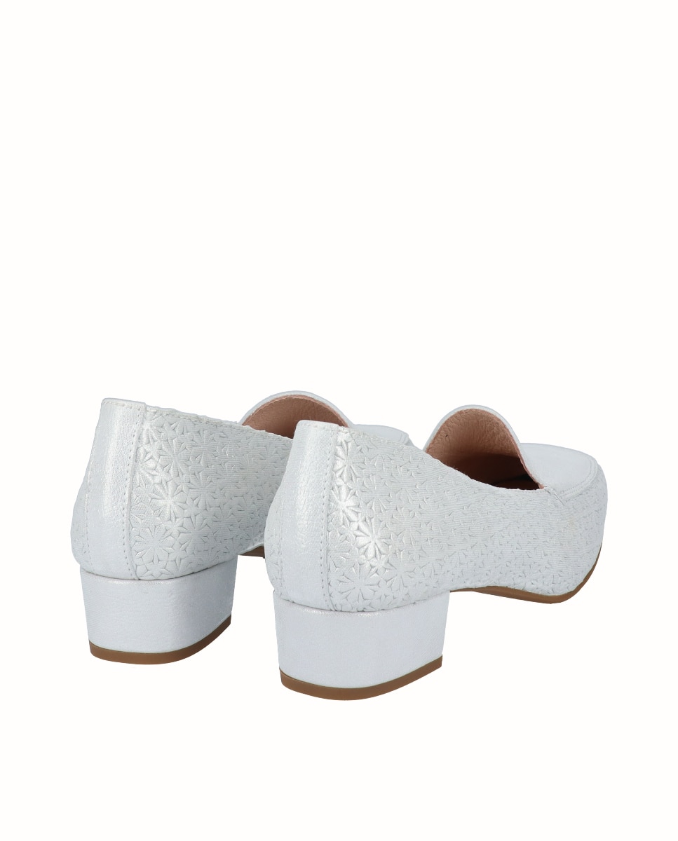 Zapatos de salón de mujer de piel flores - D'Chicas - Blanco Blanco-2