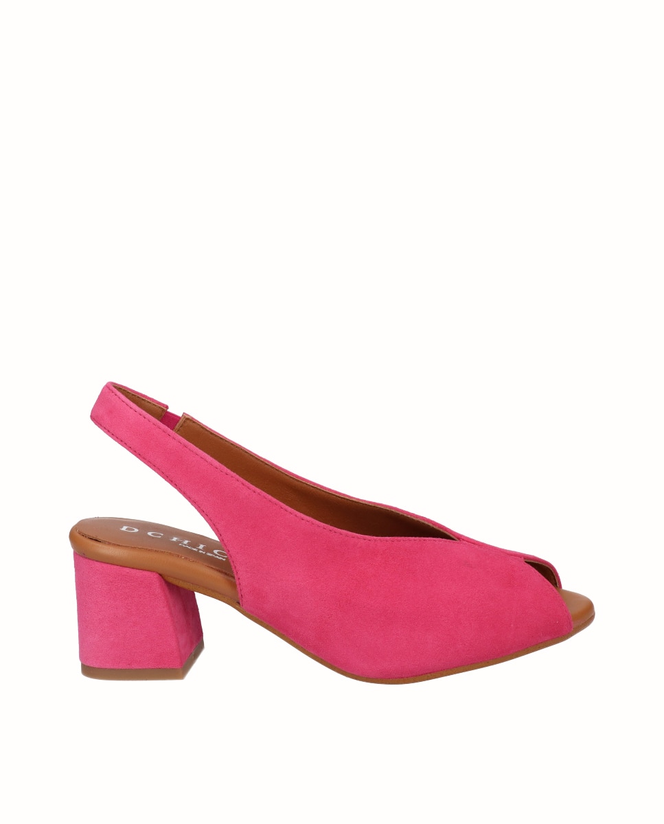 Zapatos de salón peep toes de mujer de ante - D'Chicas - Fucsia Fucsia-1