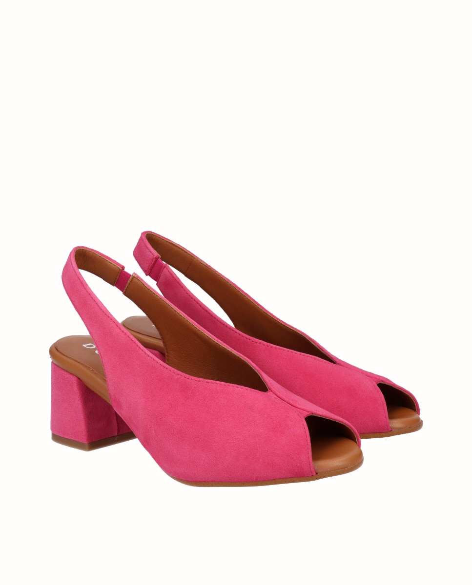 Zapatos de salón peep toes de mujer de ante - D'Chicas - Fucsia Fucsia-3