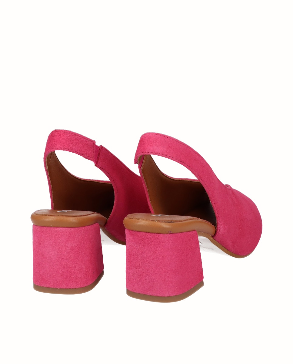 Zapatos de salón peep toes de mujer de ante - D'Chicas - Fucsia Fucsia-2