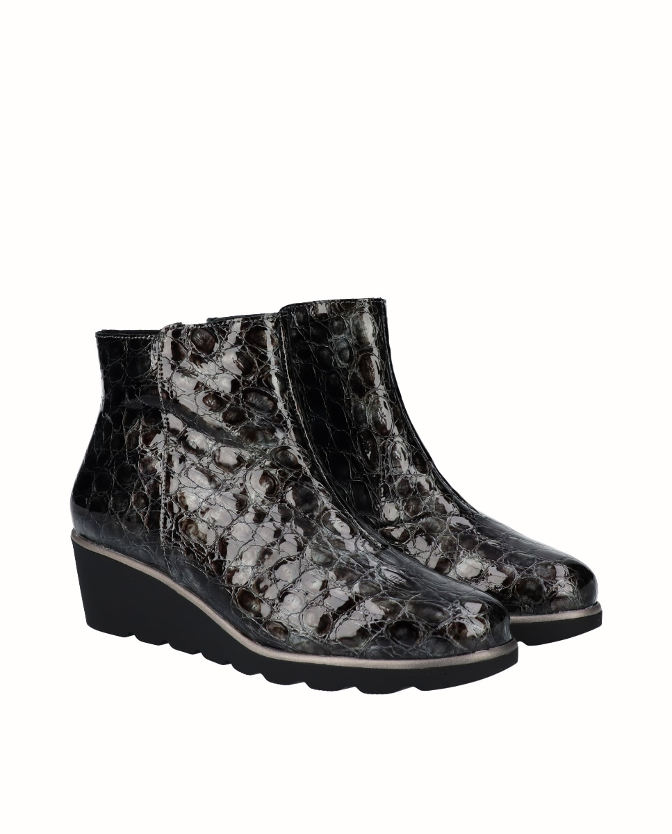 Botines básicos piel grabada - D'Chicas - Gris oscuro Gris oscuro-3