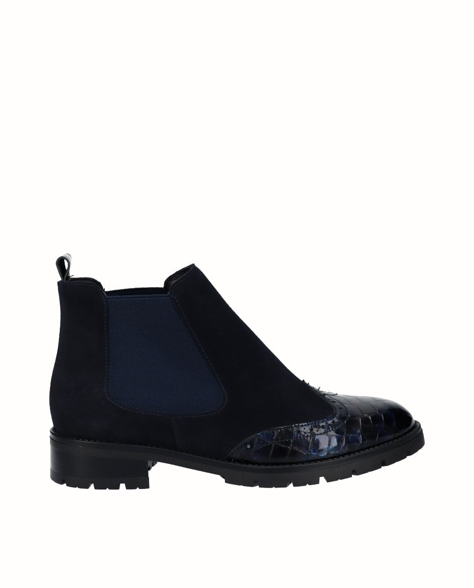 Botines chelsea piel combinada - D'Chicas - Azul oscuro Azul oscuro-1