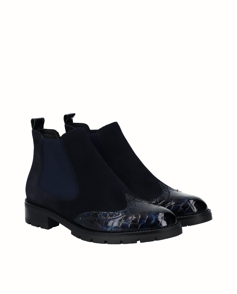 Botines chelsea piel combinada - D'Chicas - Azul oscuro Azul oscuro-3