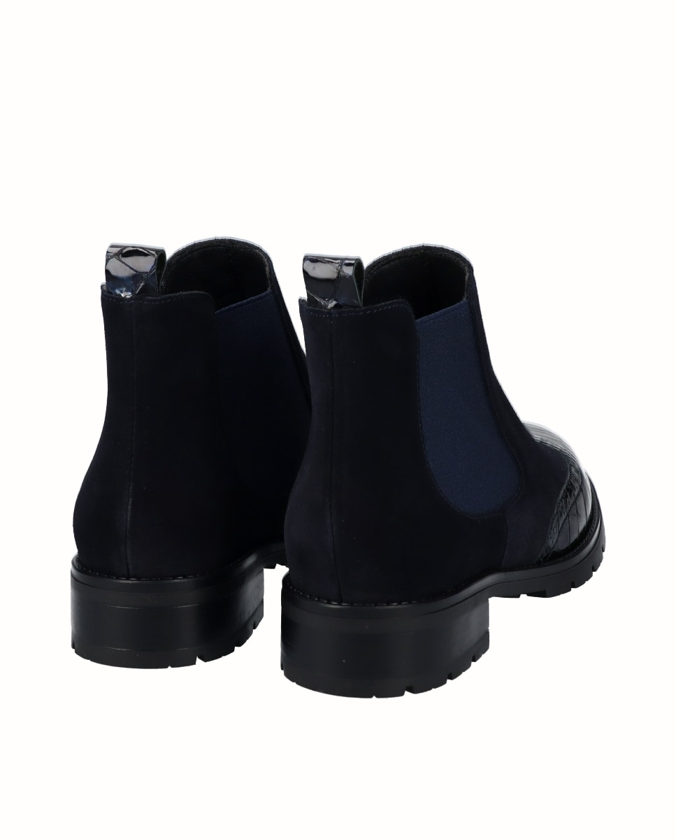 Botines chelsea piel combinada - D'Chicas - Azul oscuro Azul oscuro-2