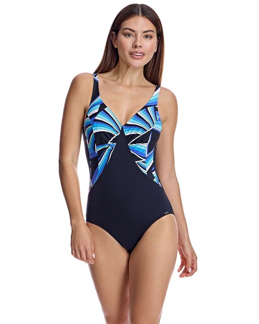Imagen 0 de Bañador para mujer clásico corte pico en color azul marino