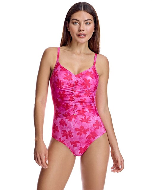 Imagen 0 de Bañador para mujer corte pico con copa en color fucsia