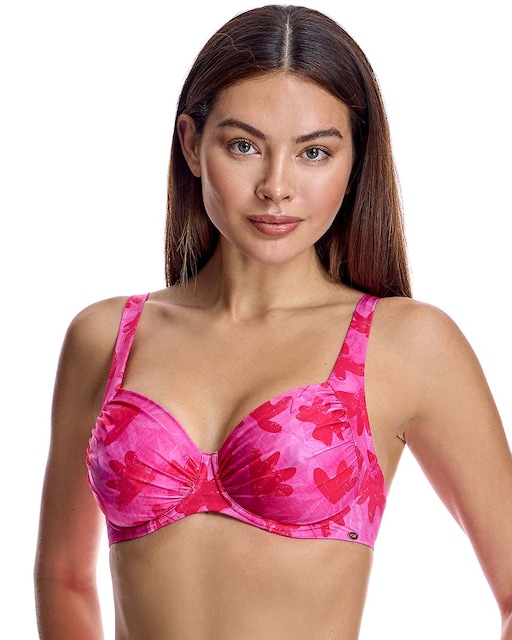 Imagen 0 de Top bikini para mujer capacidad con aro y refuerzo bajo pecho en color fucsia