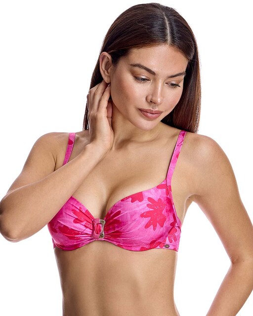 Imagen 0 de Top bikini para mujer copa básica con aro en color fucsia