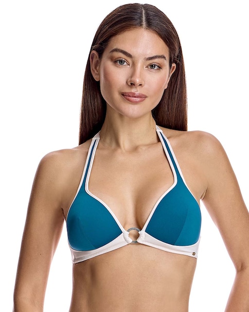 Imagen 0 de Top bikini para mujer triángulo con copa en color azul índigo