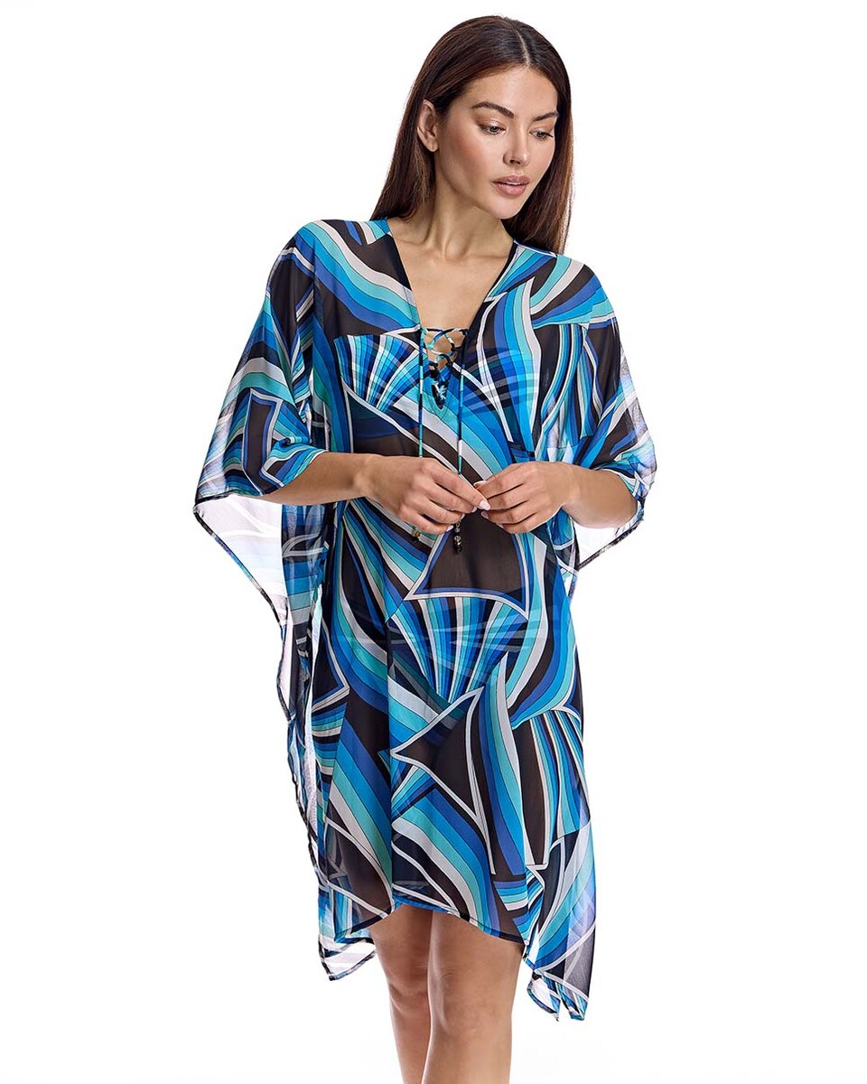 Caftan Playa Mujer Caftu00e1n De Mujer Con Estampado A Rayas Y