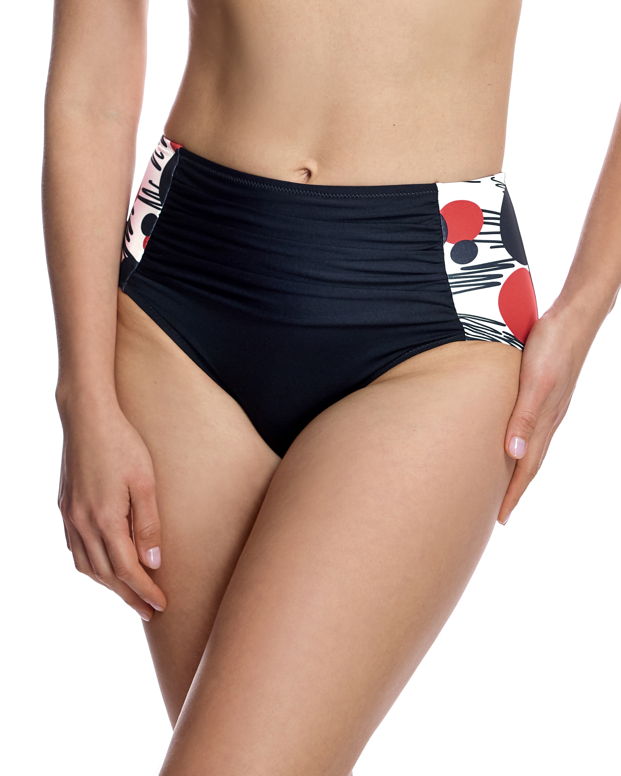 Braga de bikini de mujer con efecto reductor y paneles laterales estampados - Ory - Negro Negro-1