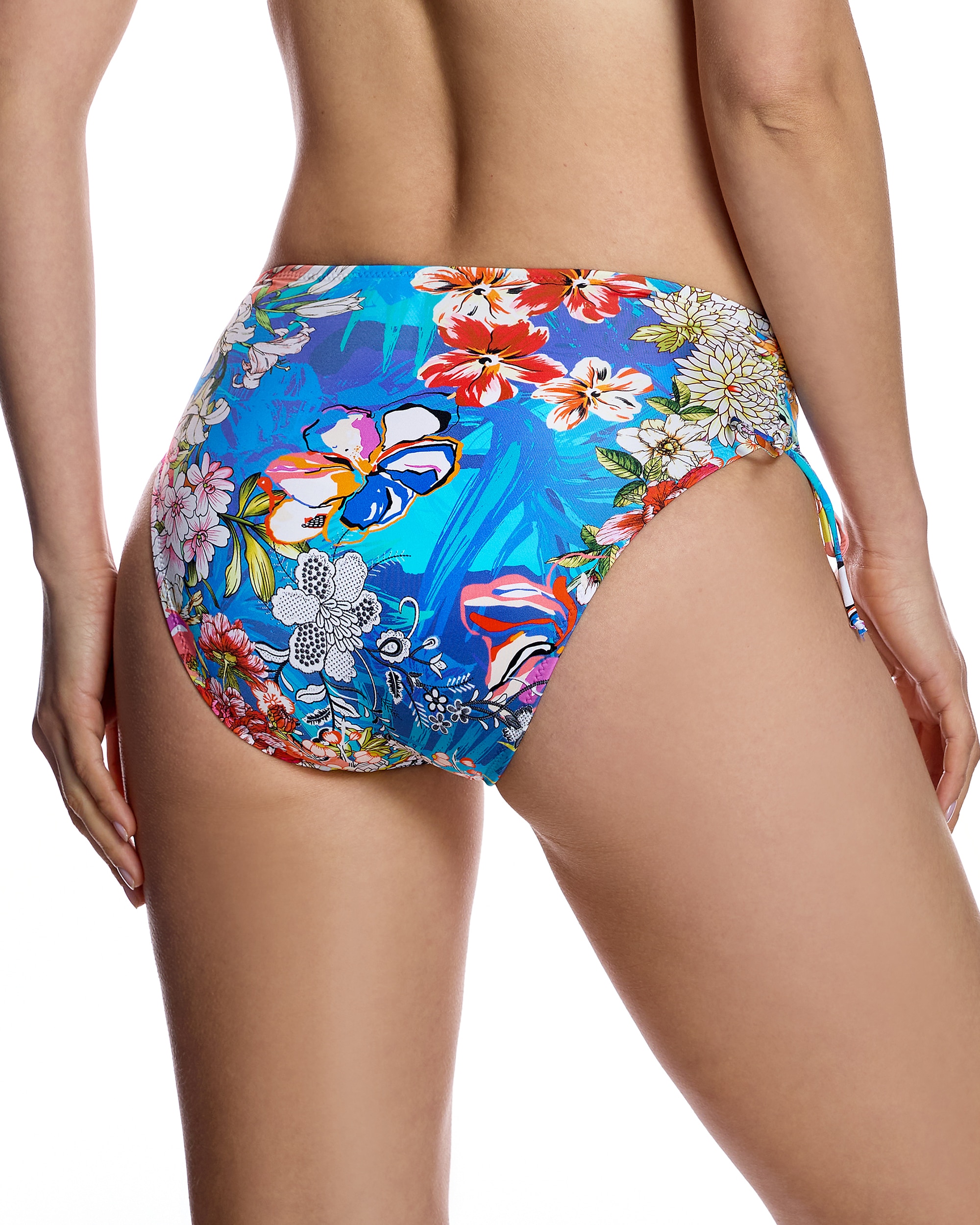 Braga de bikini de mujer con lazadas laterales y motivo floral - Ory - Azul Azul-2