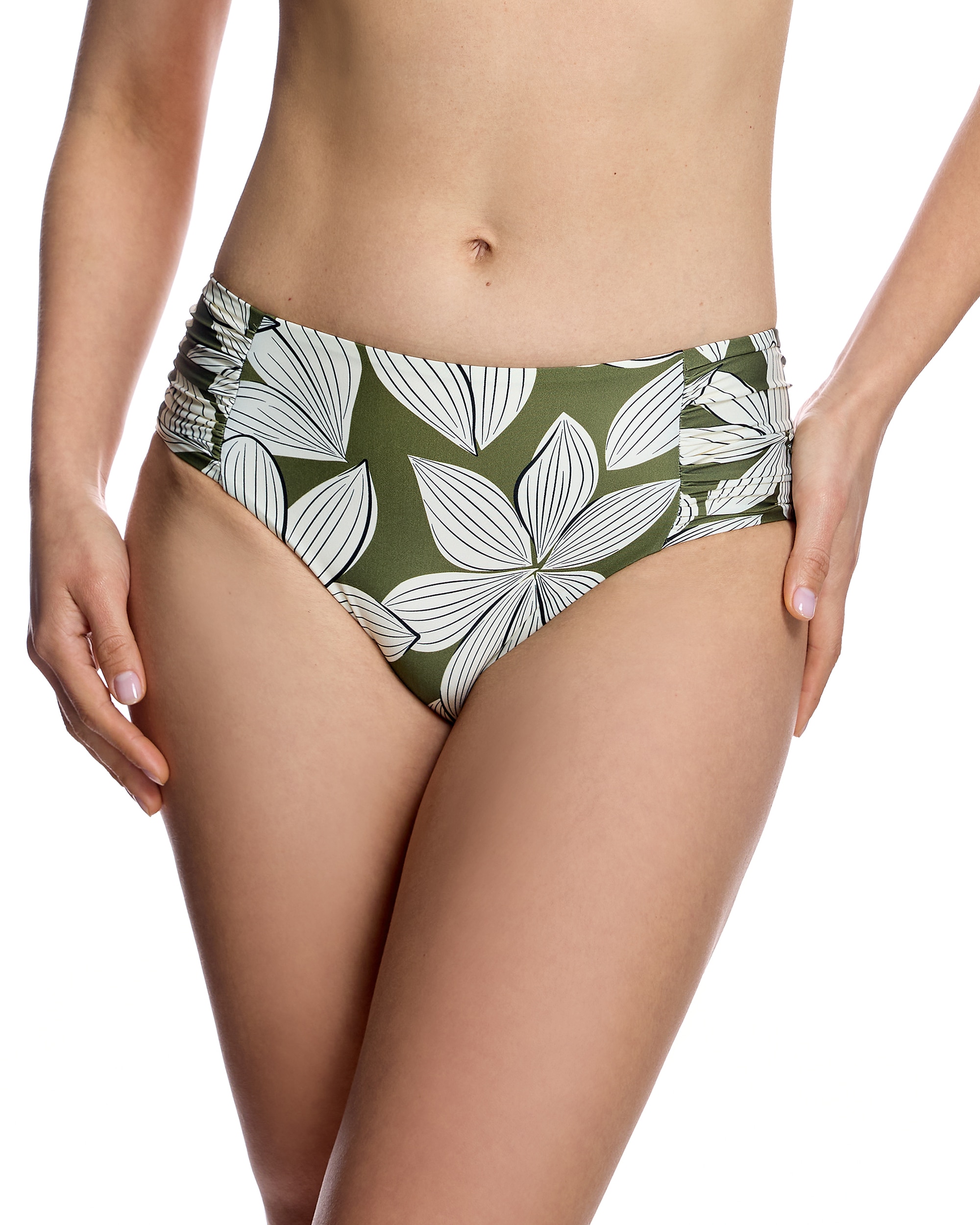 Ory - Braga de bikini de mujer con laterales fruncidos y diseño floral.