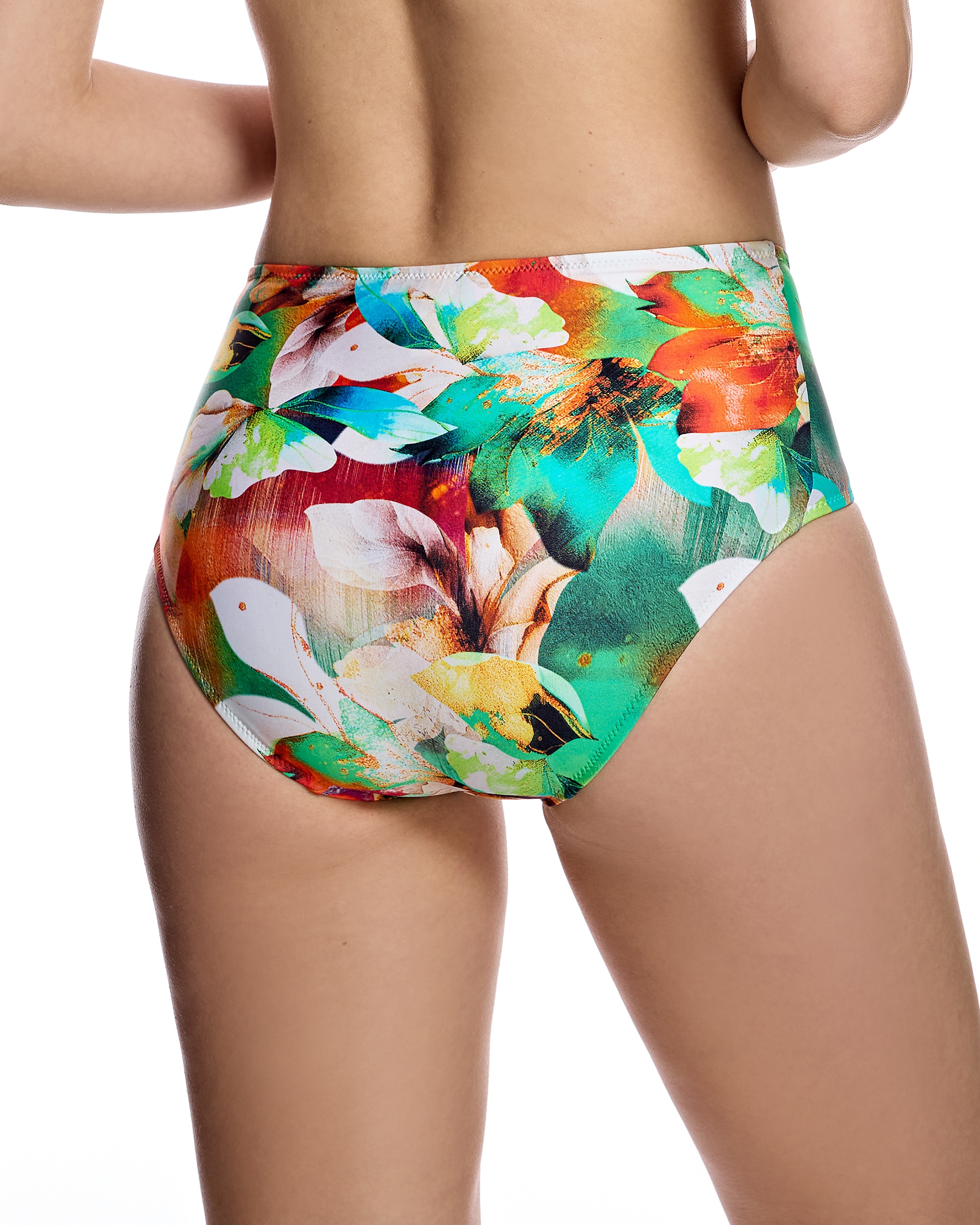 Braga de bikini de mujer con talle alto y drapeado frontal - Ory - Multicolor Multicolor-2