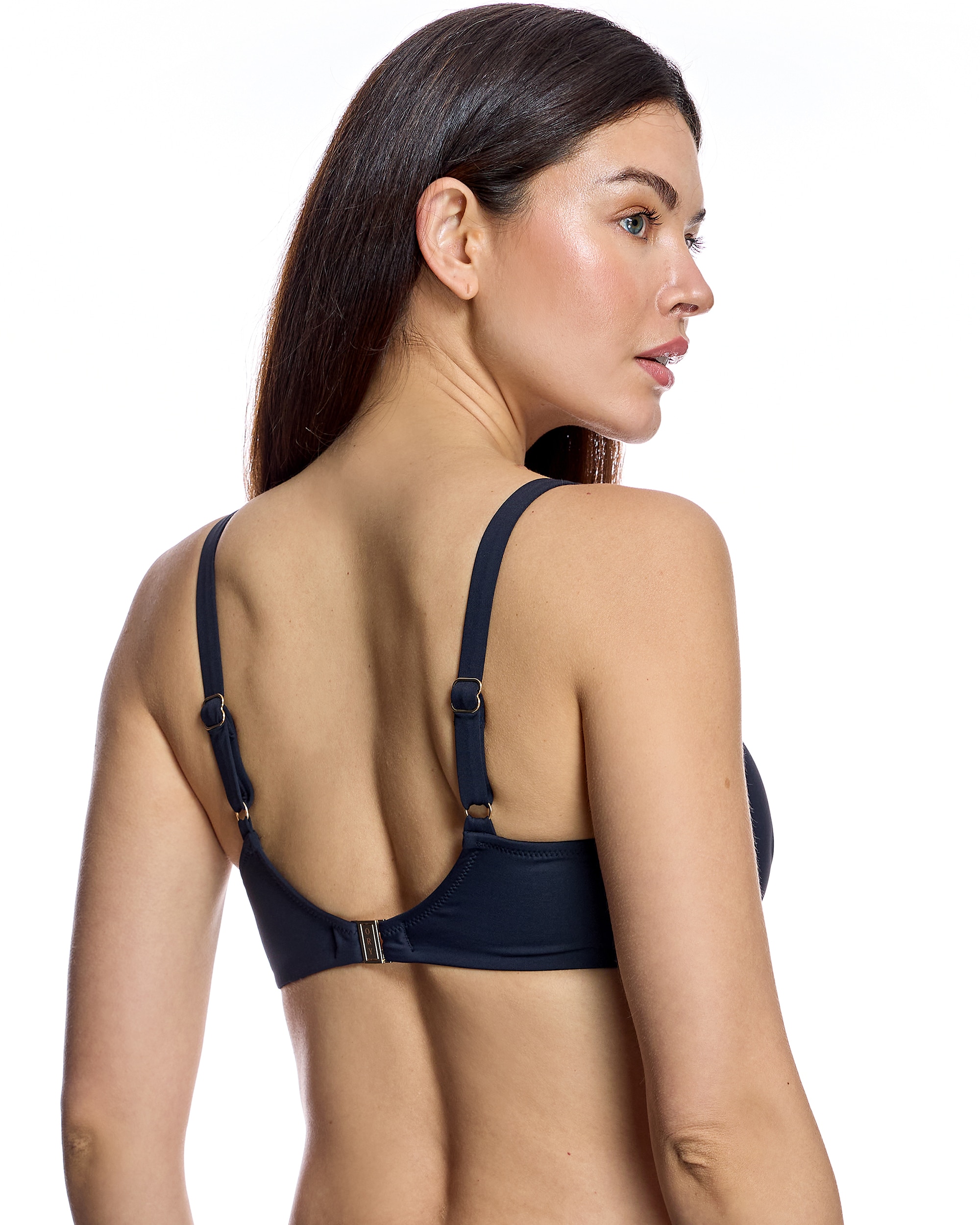 Top de bikini de mujer con aros y copas drapeadas - Ory - Negro Negro-2