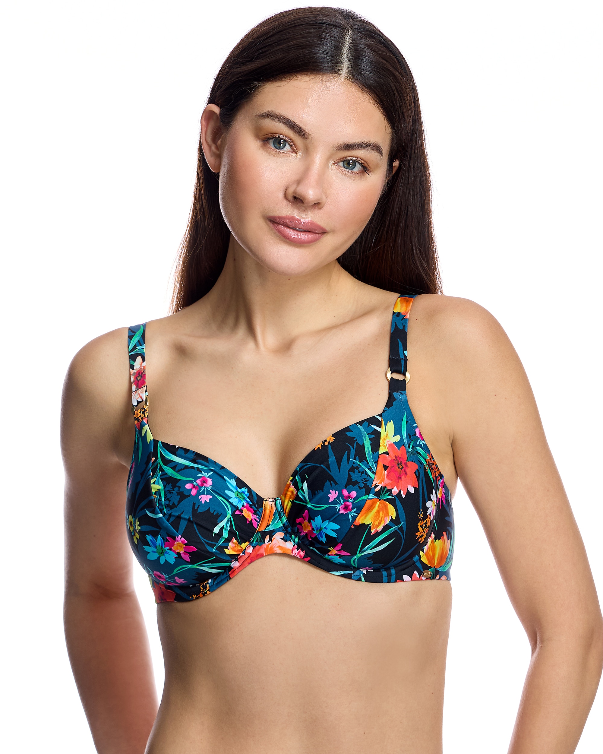 Top de bikini de mujer con aros y tirante regulable con anilla - Ory - Negro Negro-1