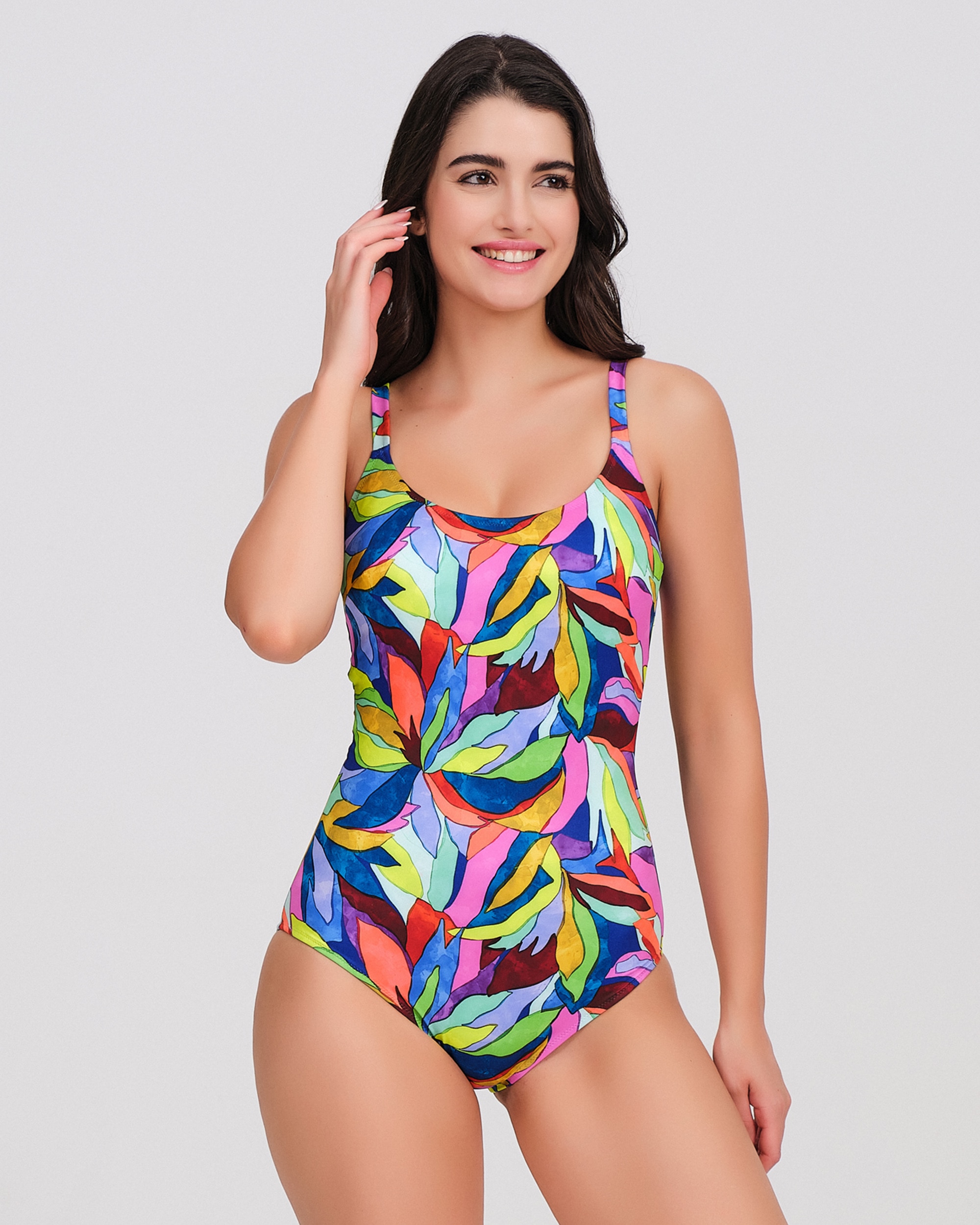 Imagen 0 de Bañador mujer escote redondo tirantes anchos Multicolor