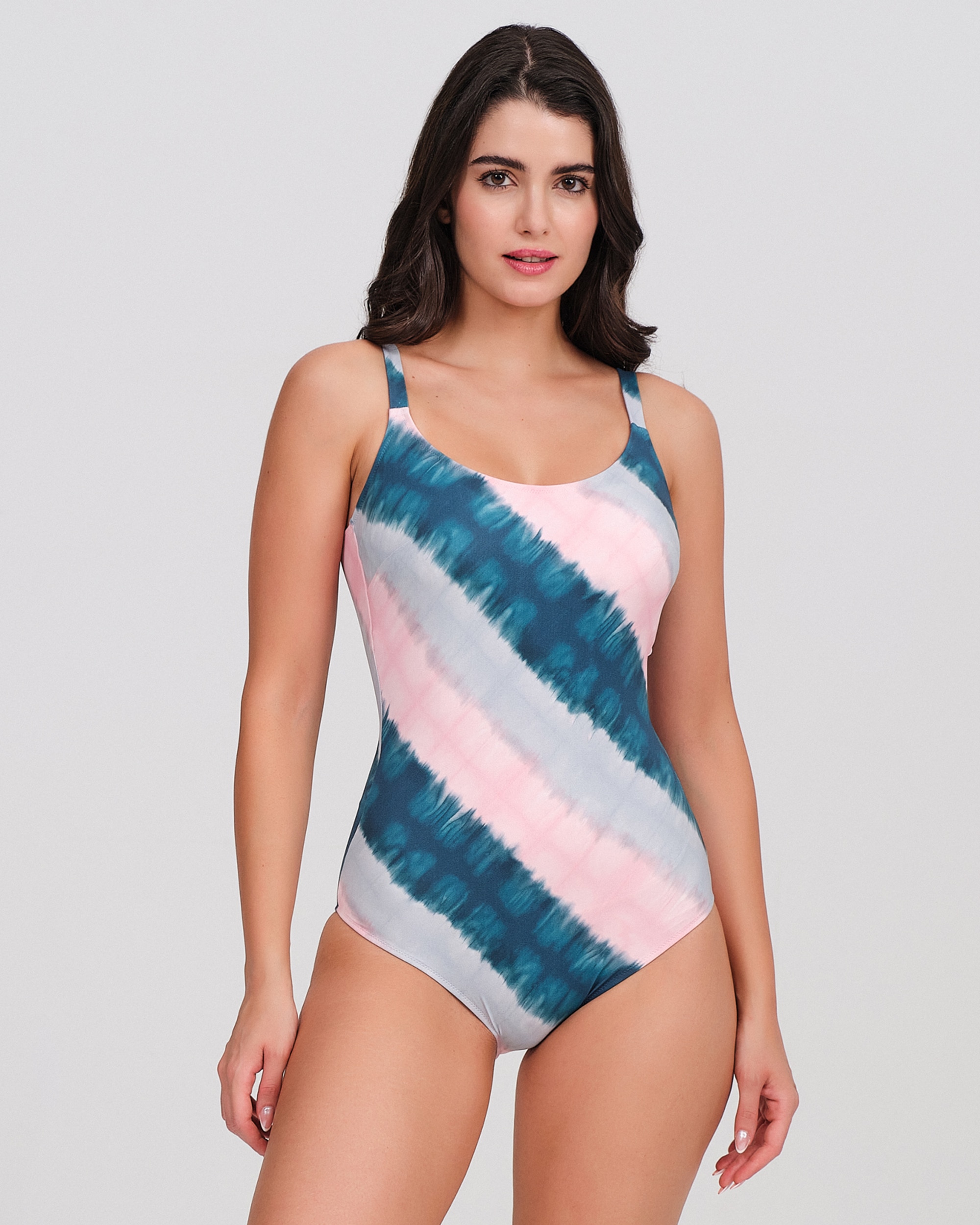 Bañador mujer estampado escote redondo - Carey - Azul Azul-1