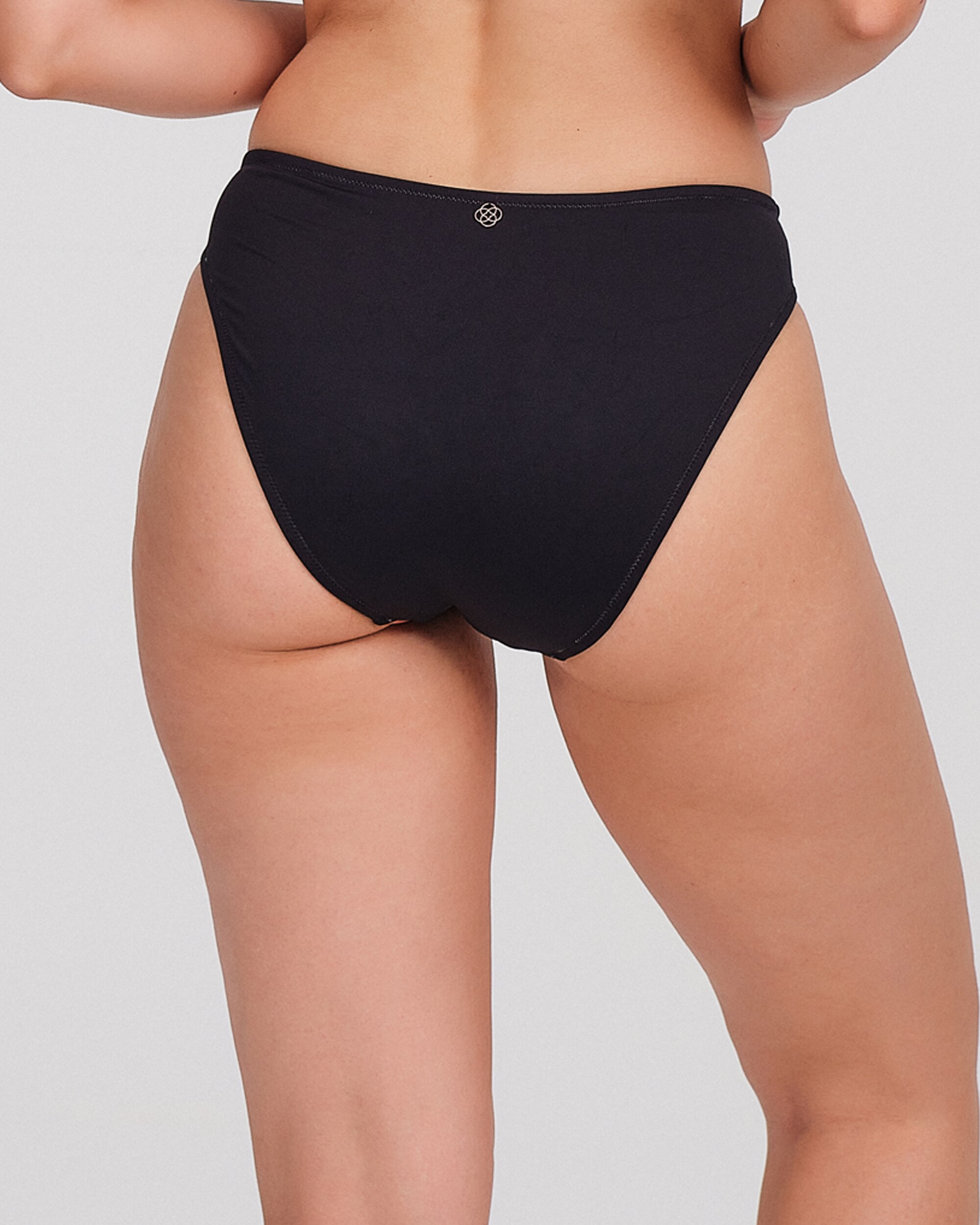 Braguita bikini mujer talle bajo detalle metalizado - Carey - Negro Negro-2