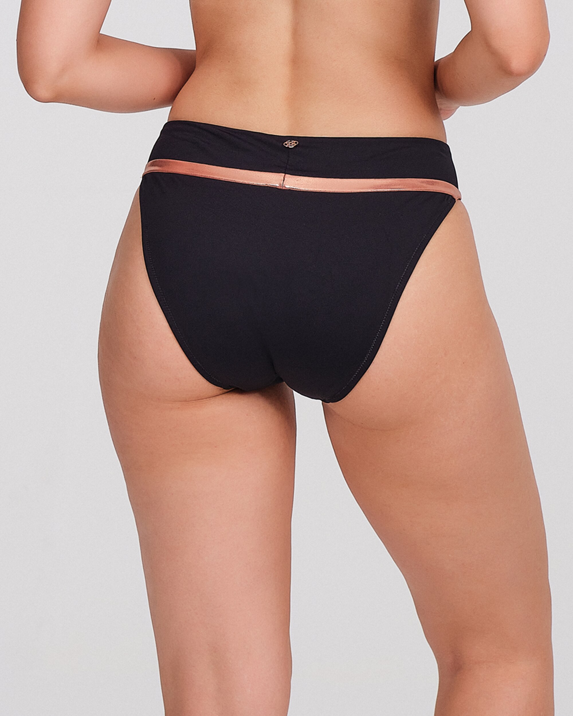Braguita bikini mujer cintura media detalle metalizado - Carey - Negro Negro-2