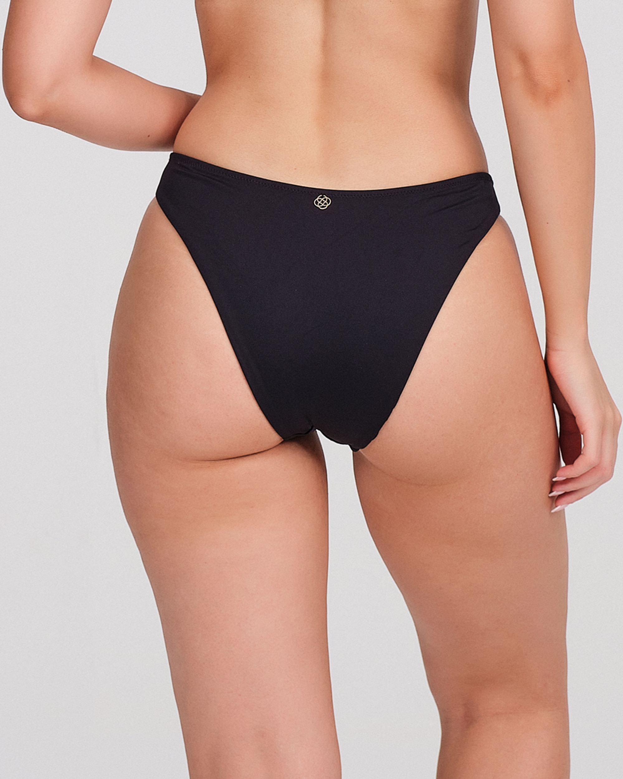 Braguita bikini mujer pernera alta detalle metálico - Carey - Negro Negro-2