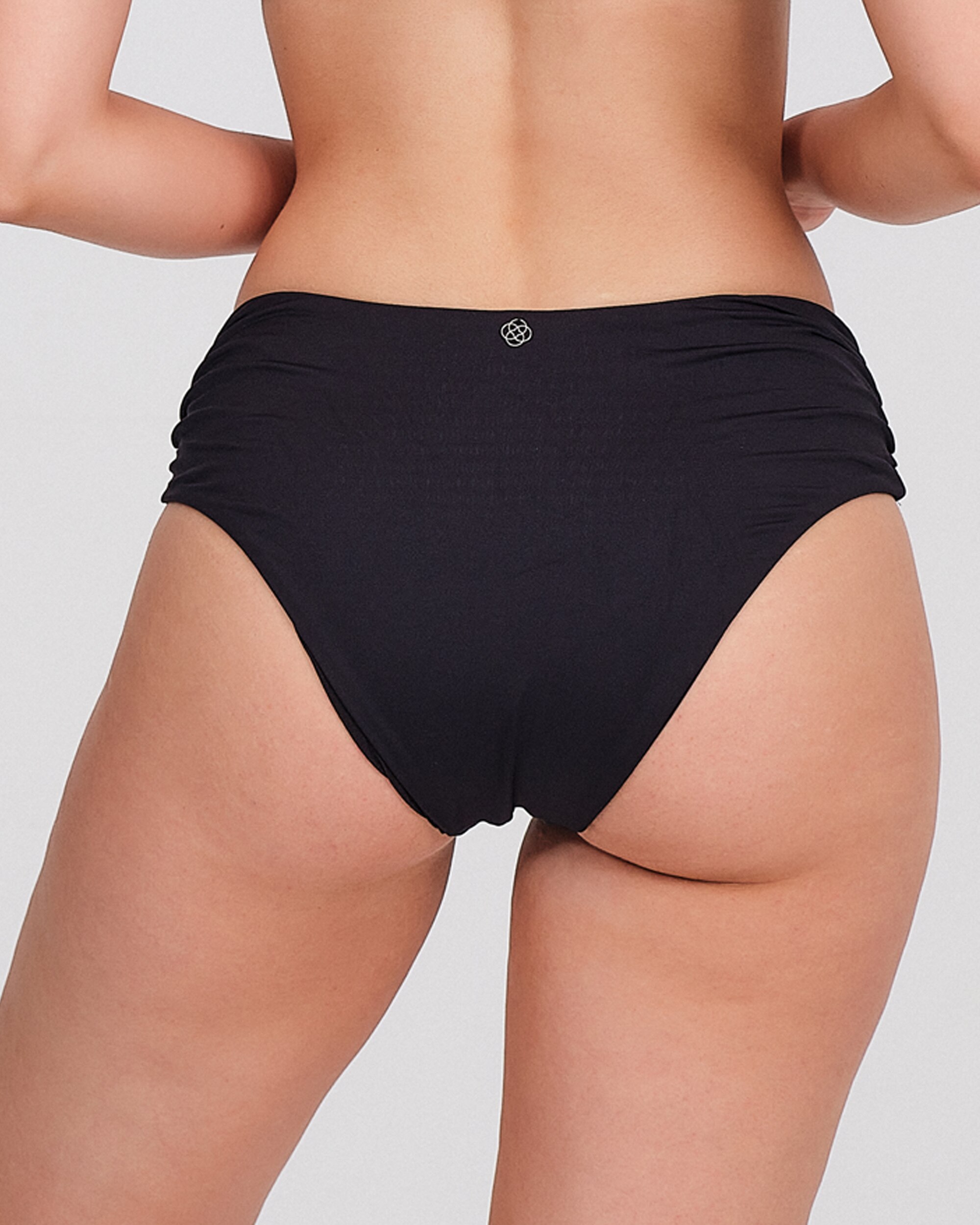 Braguita bikini mujer laterales fruncidos talle medio - Carey - Negro Negro-2