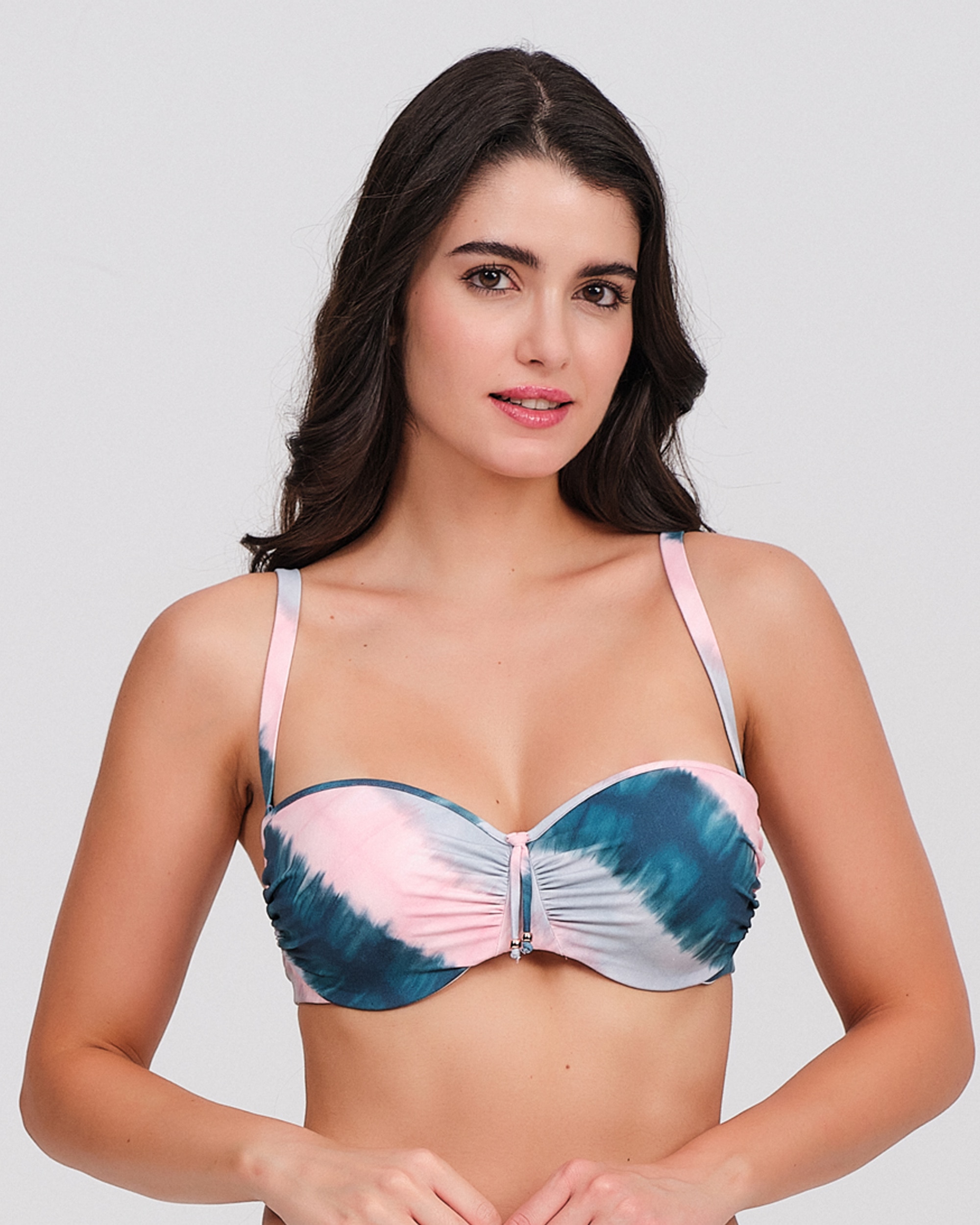 Carey - Top bikini mujer con copa preformada estampado tie-dye.
