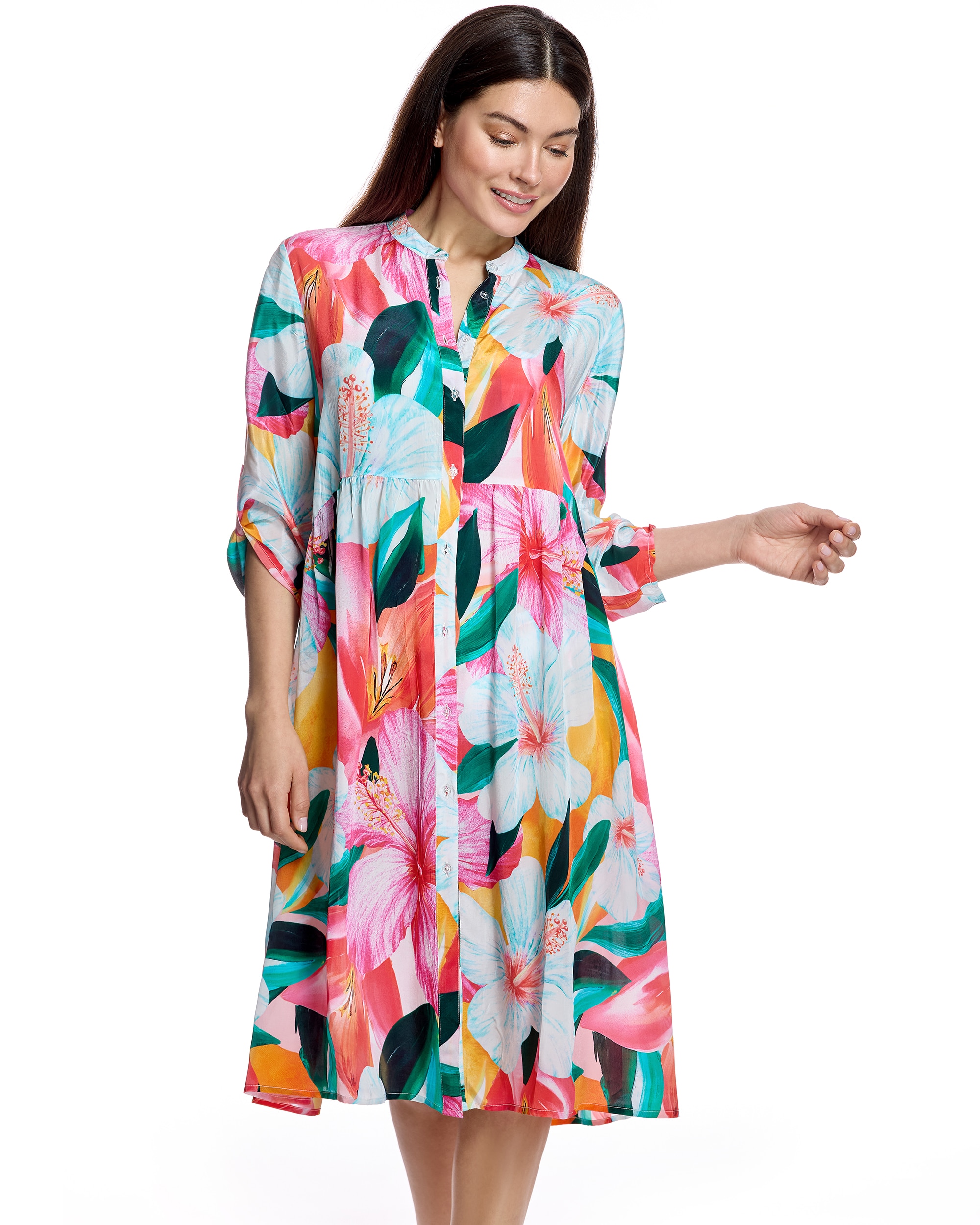 Ory - Vestido de playa de mujer con silueta fluida y diseño floral.