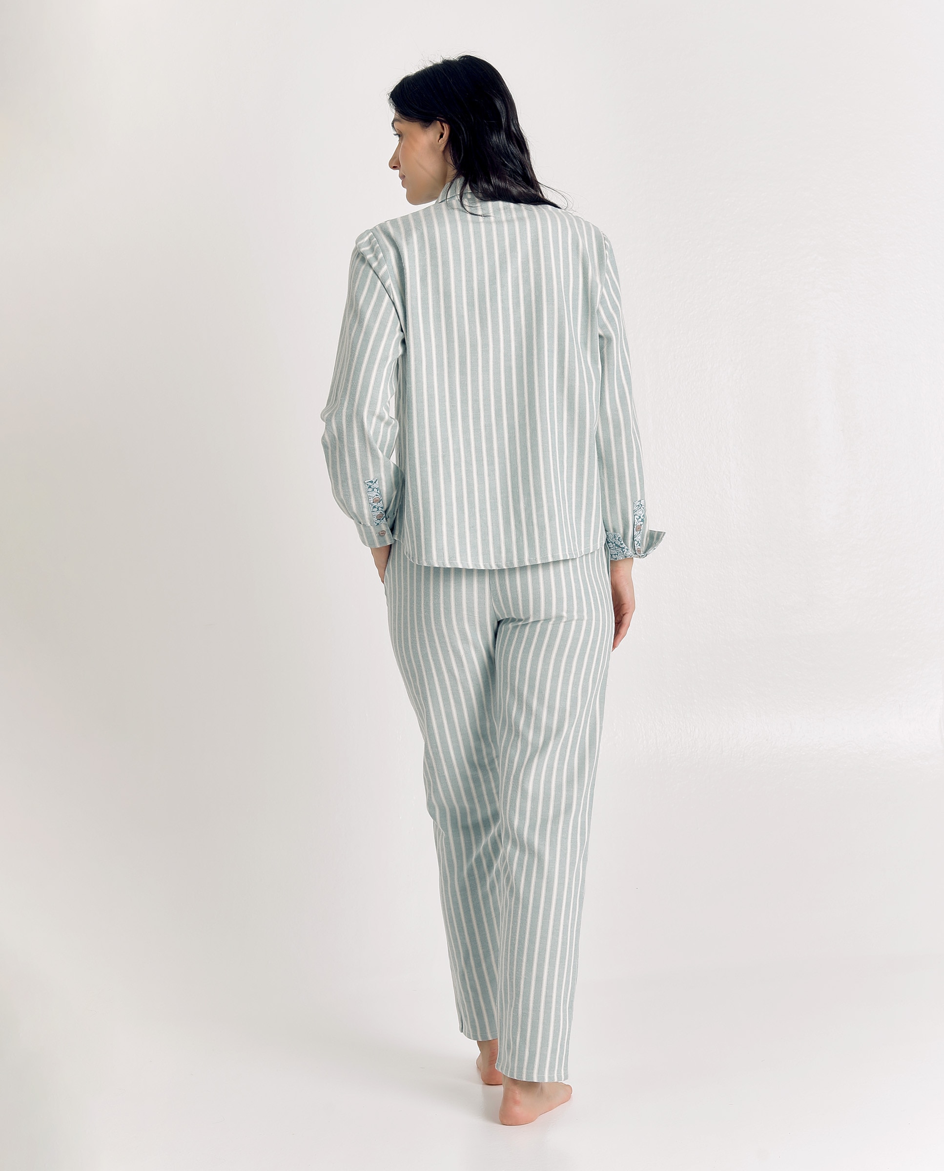 Imagen 2 de Pijama de mujer de algodón con apertura de botones - J&J Brothers - Azul celeste Azul celeste