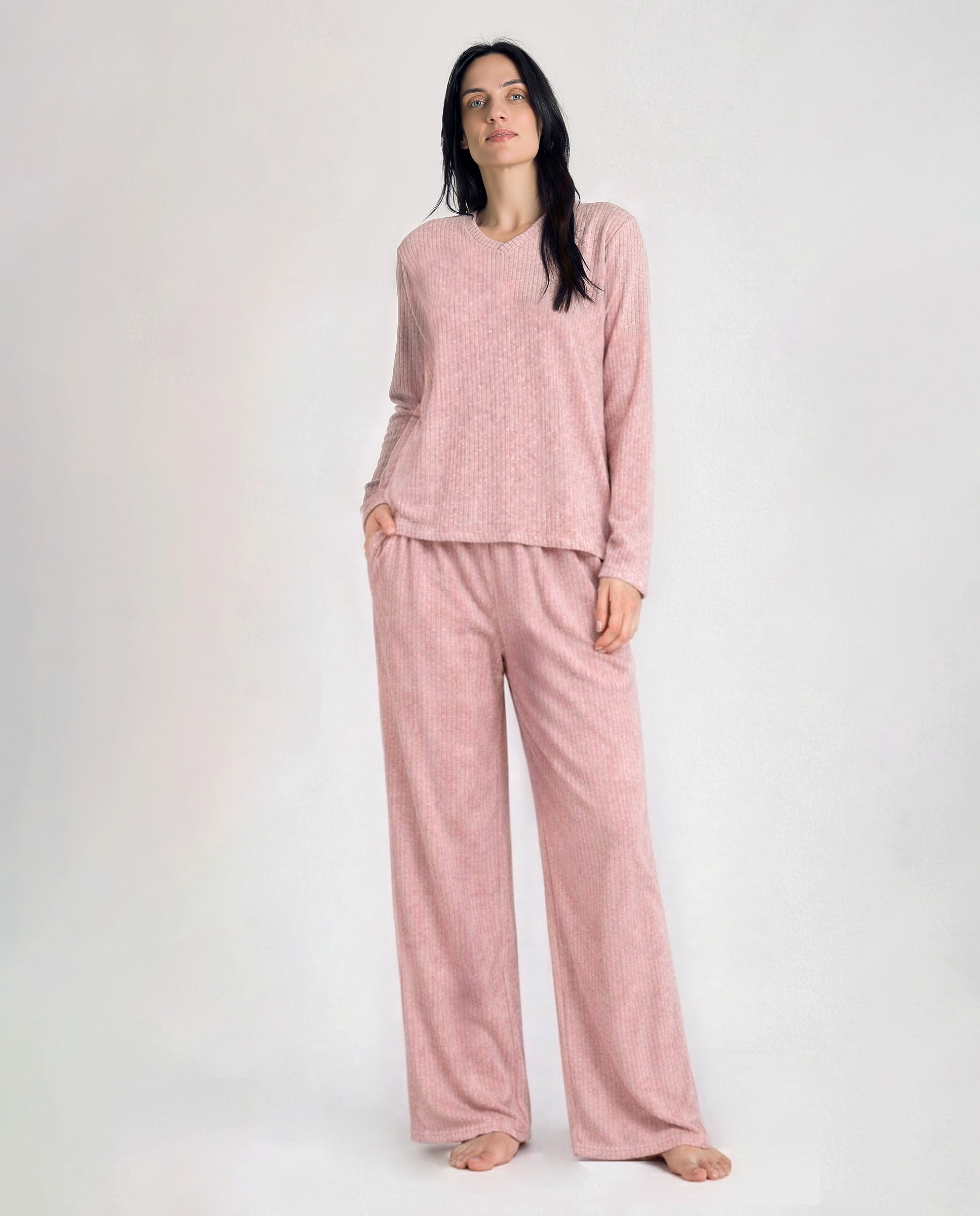 Imagen 0 de Pijama de mujer de punto con manga larga Rosa