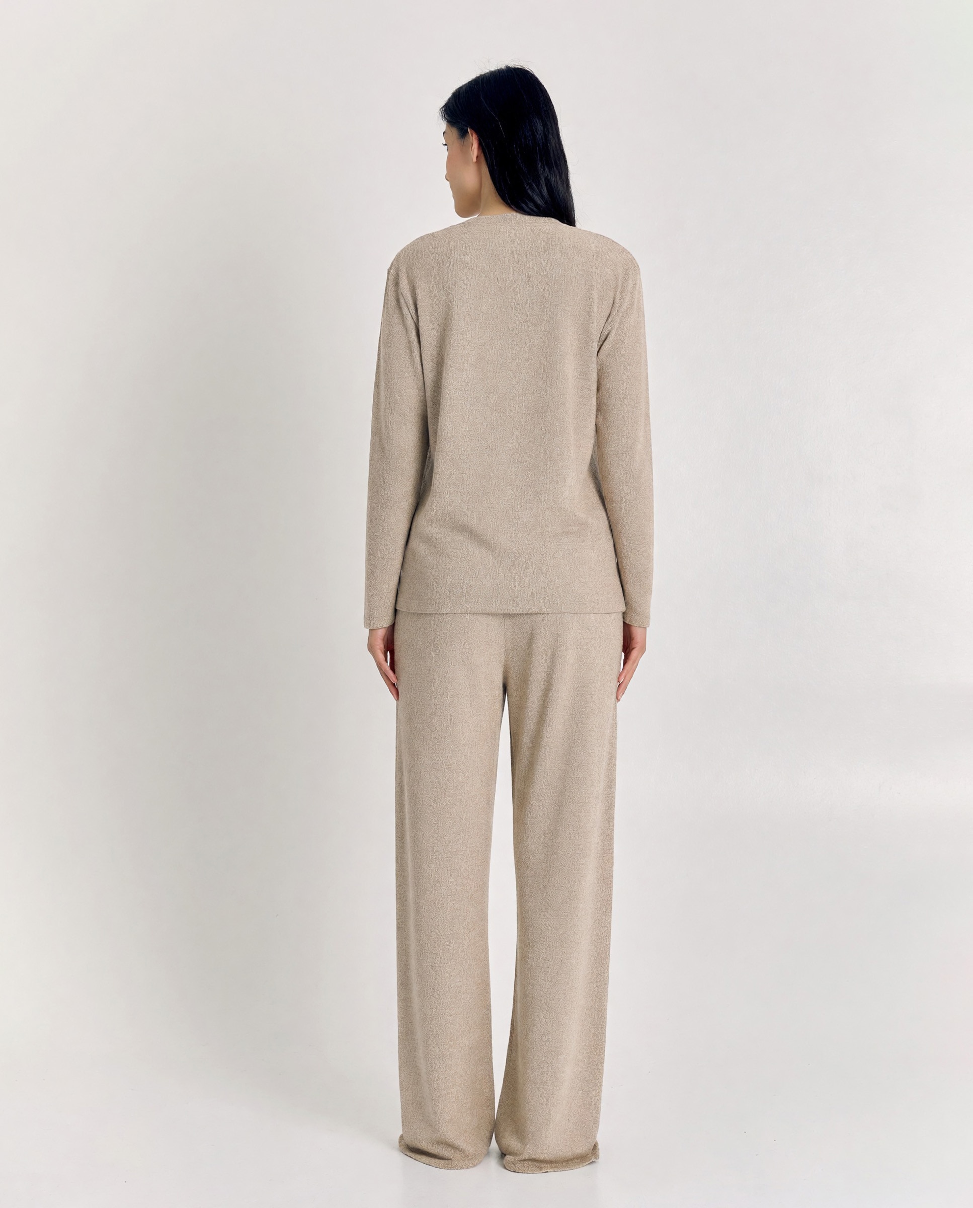 Pijama de mujer de punto jaspeado y cálido - J&J Brothers - Beige Beige-2