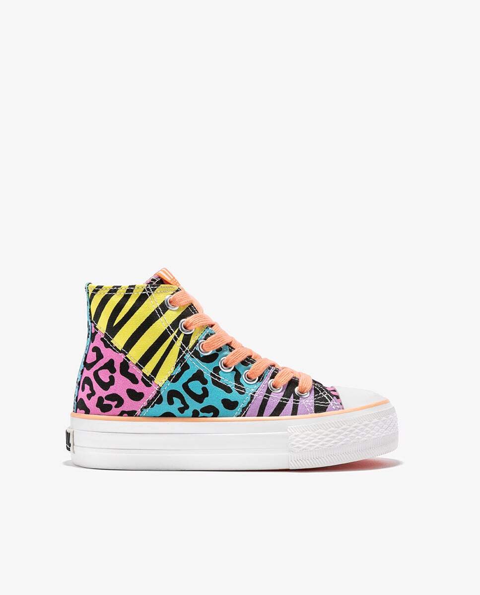 Imagen 1 de Zapatillas deportivas altas de niña con estampado multicolor en animal print Multicolor