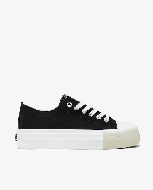 Imagen 0 de Zapatillas de lona de mujer en negro con cordones