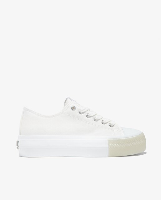 Imagen 0 de Zapatillas de lona de mujer en blanco con cordones
