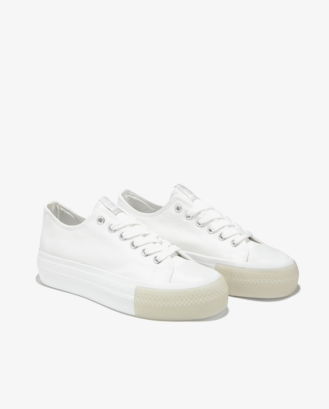 Zapatillas de lona de mujer en blanco con cordones - Break and Walk - Negro Negro-2
