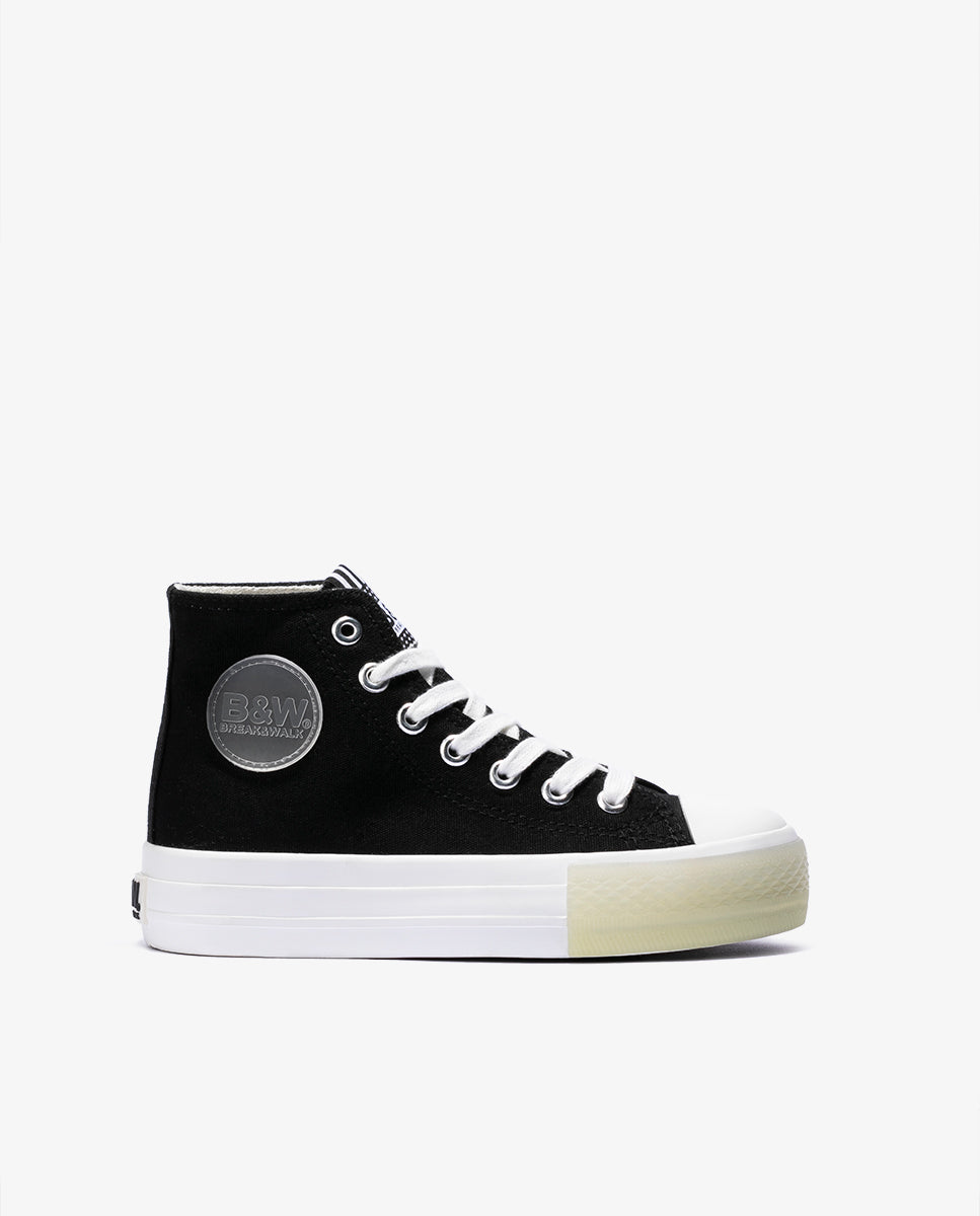 Imagen 0 de Zapatillas de lona de mujer altas en negro con cordones Negro