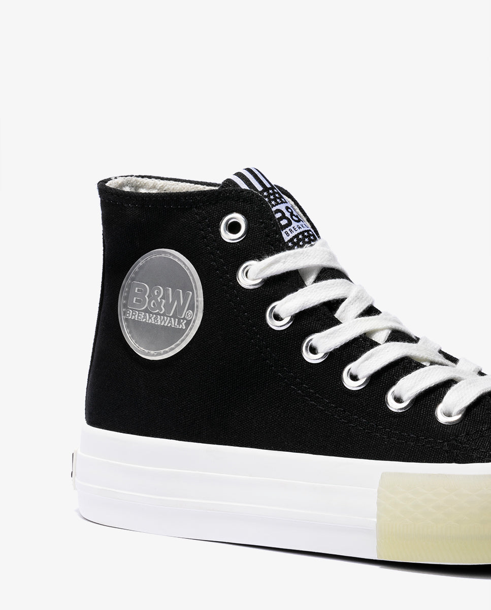 Zapatillas de lona de mujer altas en con cordones - Break and Walk - Negro Negro-2