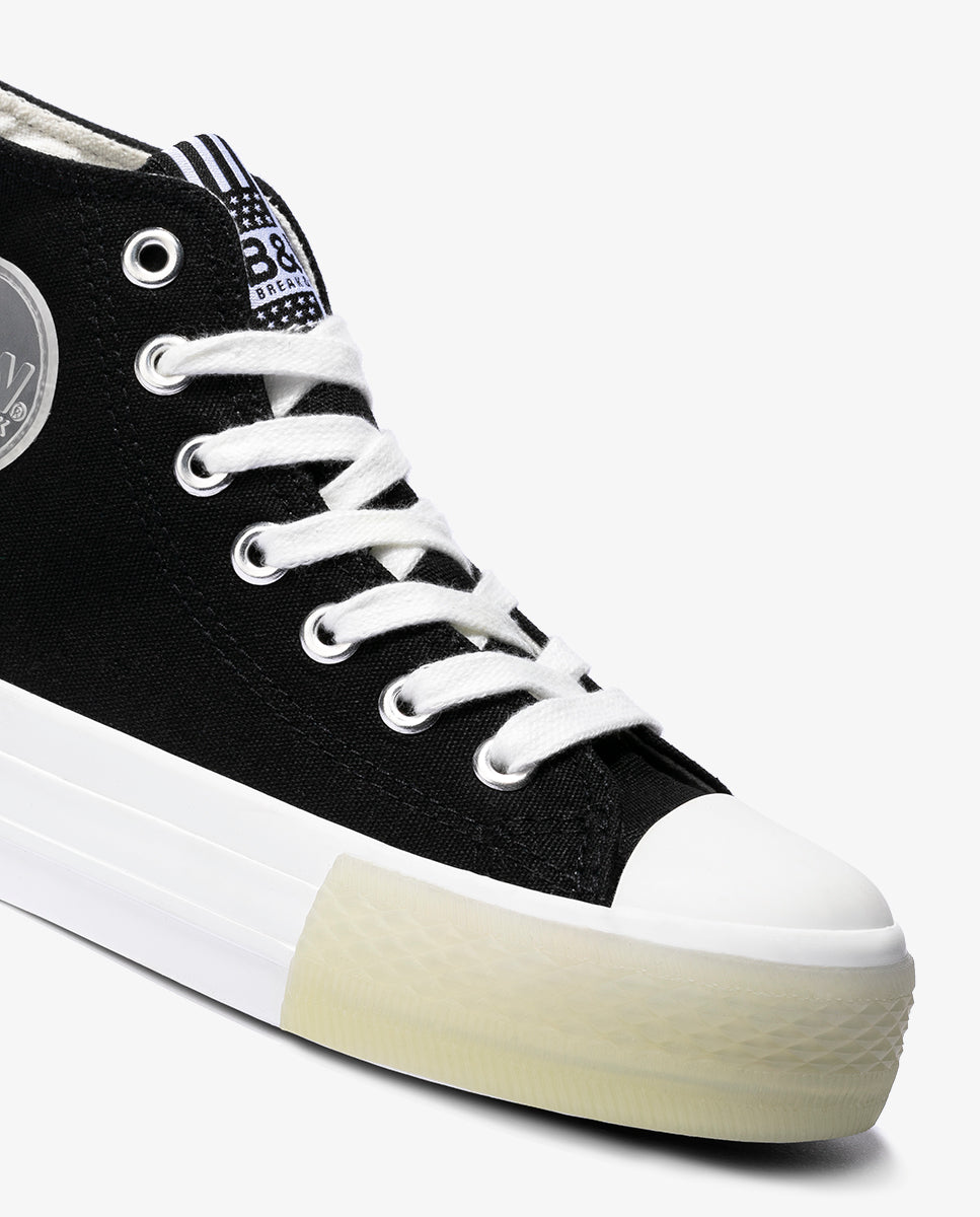 Zapatillas de lona de mujer altas en con cordones - Break and Walk - Negro Negro-3