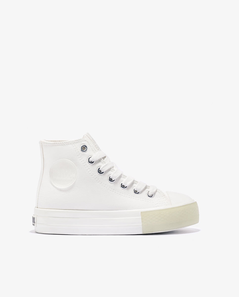 Imagen 0 de Zapatillas de lona de mujer altas en blanco con cordones Blanco